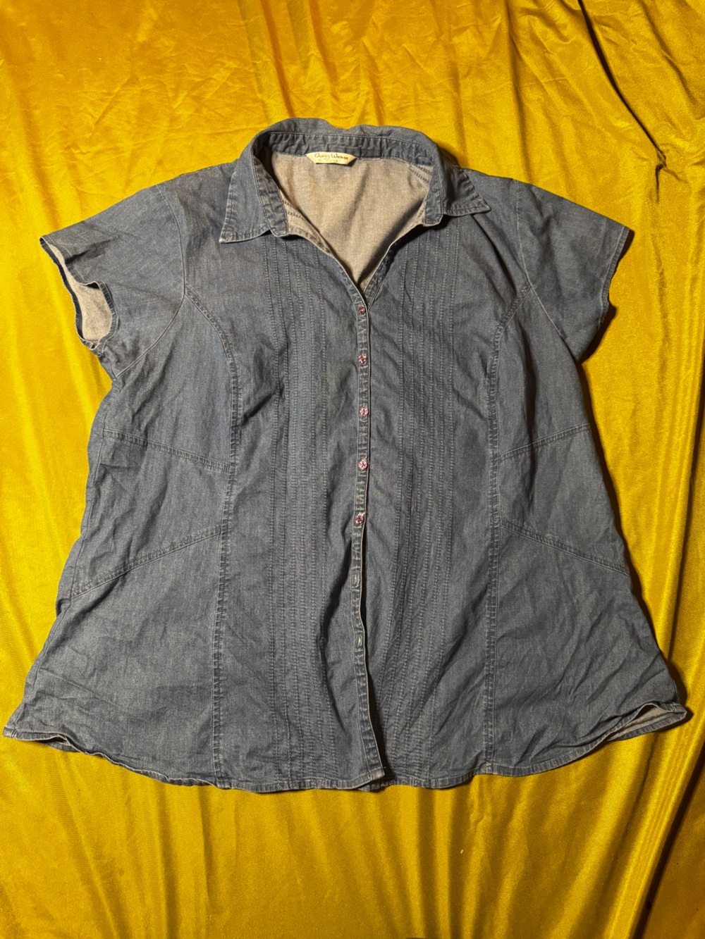 Button Down Short Sleeve Denim Shirt